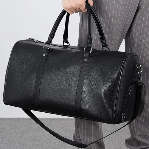 Leather Duffle Bag Men Large Capacity Vintage Travel Bag