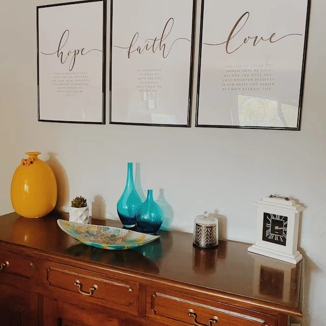 3pcs Set Faith Hope Love Bible Verse Scripture Quote Hebrews 11 Wall Art Print Pictures Christian