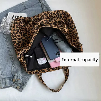 Leopard Design Korean Fashion Big Crossbody Bags