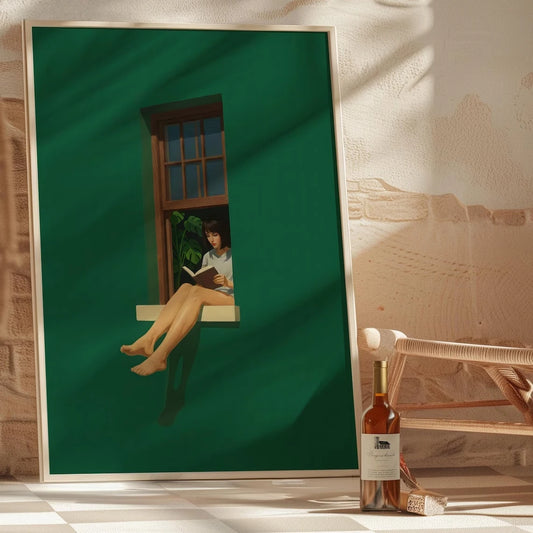 Book Lover Wall Art Print – Minimalist Girl Reading Poster