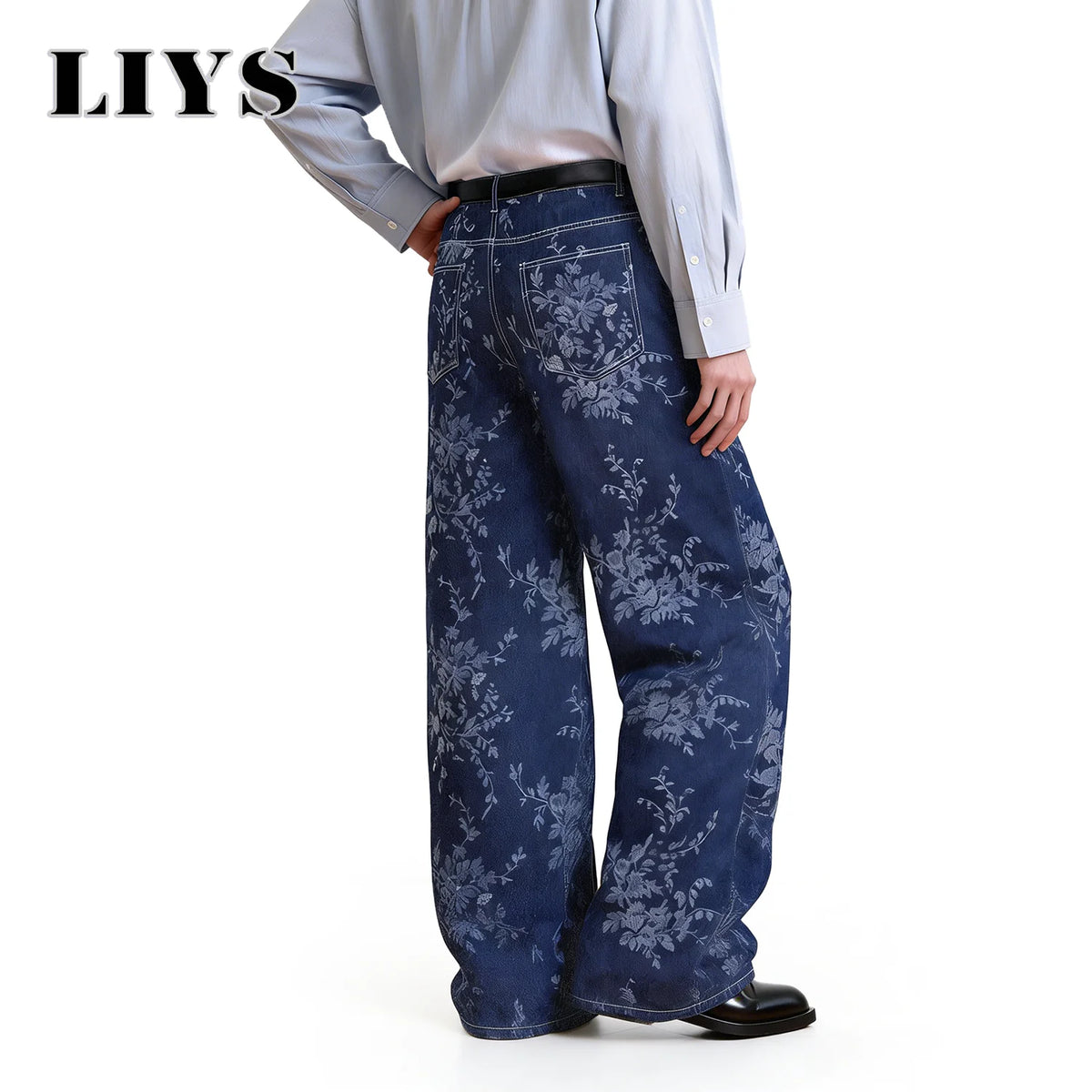 Orchid Jacquard Baggy Wide Leg Jeans – Korean Retro Denim