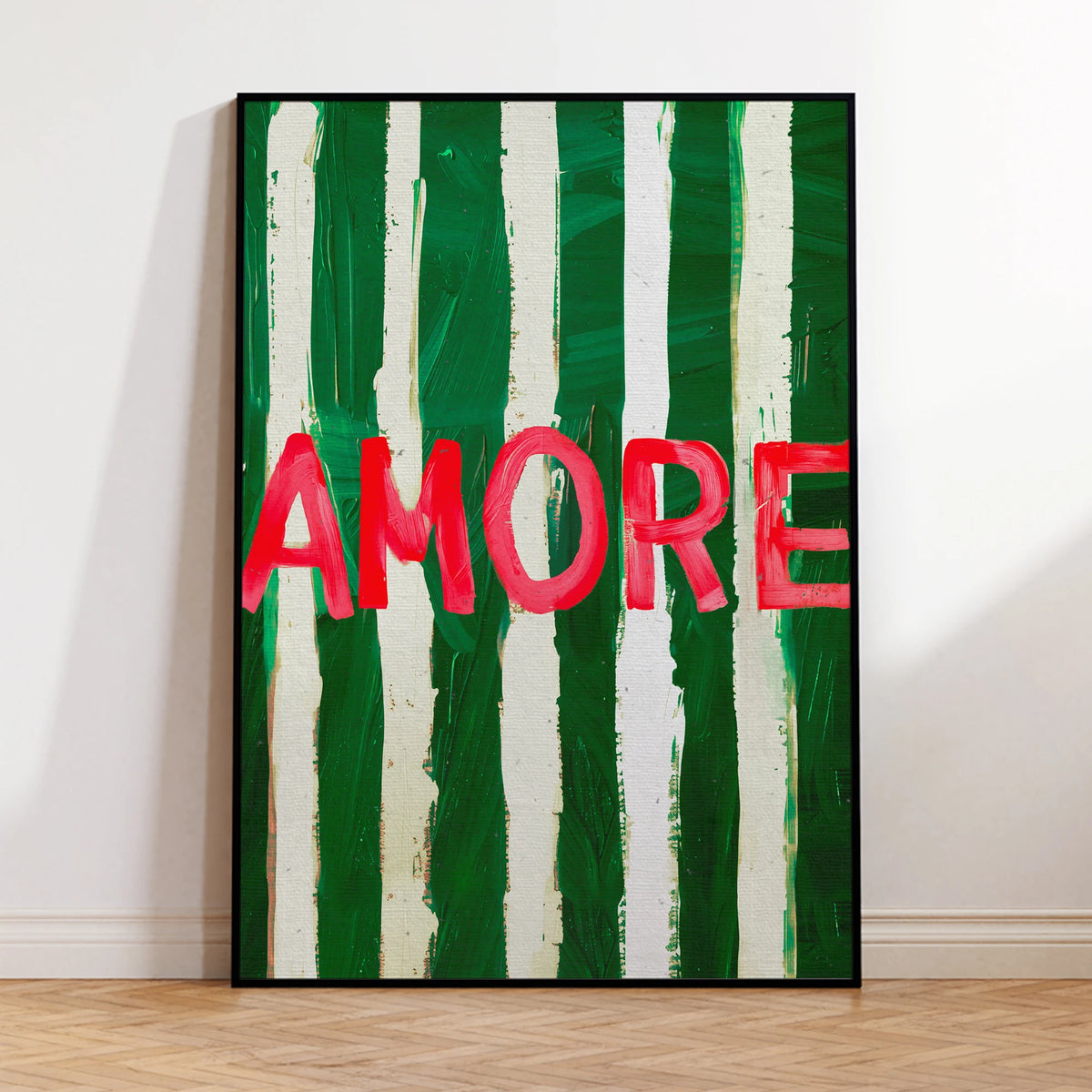 Amore Vintage Green Stripe Wall Art Print – Canvas Poster