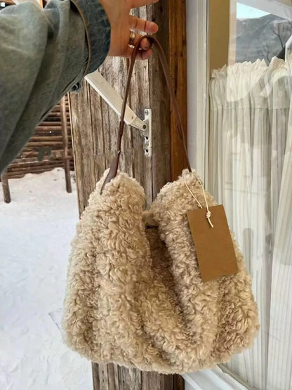 Luxury Fashion New 2026 Imitation Lamb Wool Shoulder Bag