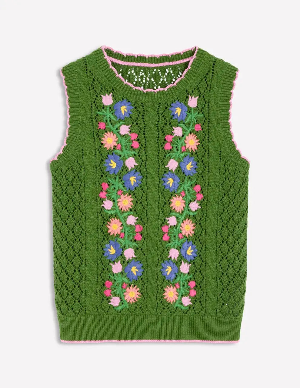 Floral Embroidered Knit Sweater Vest for Women – Crochet Tank