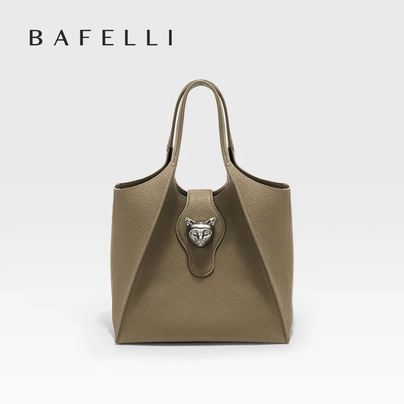 Genuine Leather Tote Handbag with Panther Clasp – Luxury Women's Bag