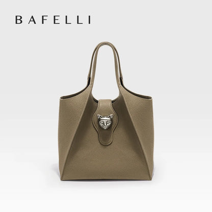 Genuine Leather Tote Handbag with Panther Clasp – Luxury Women's Bag