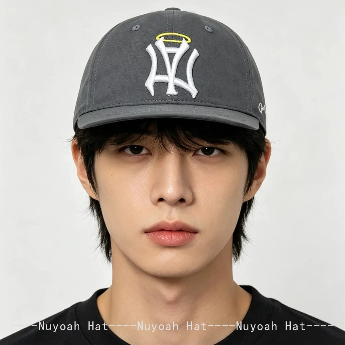 Gothic Angel Halo Embroidered Snapback Cap – Korean Street Style Hat