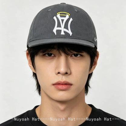 Gothic Angel Halo Embroidered Snapback Cap – Korean Street Style Hat