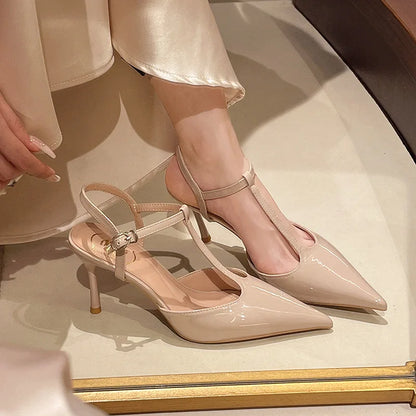 T-Strap Stiletto Slingback Pumps – Women's Pointed Toe Heels