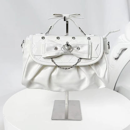 Elegant Pink Bow Rhinestone Underarm Bag