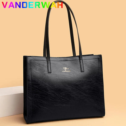 Vintage Leather Tote Bag – Large Capacity Top-Handle