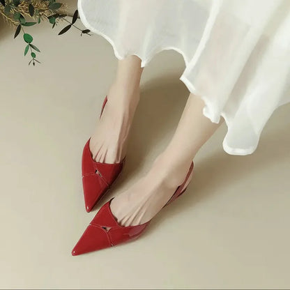 Women's Pointed Toe Slingback Heels – Sculptural Chunky Heel Dress Sandals