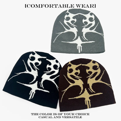 Flame Jacquard Beanie Hat – Unisex Hip Hop Knit Cap