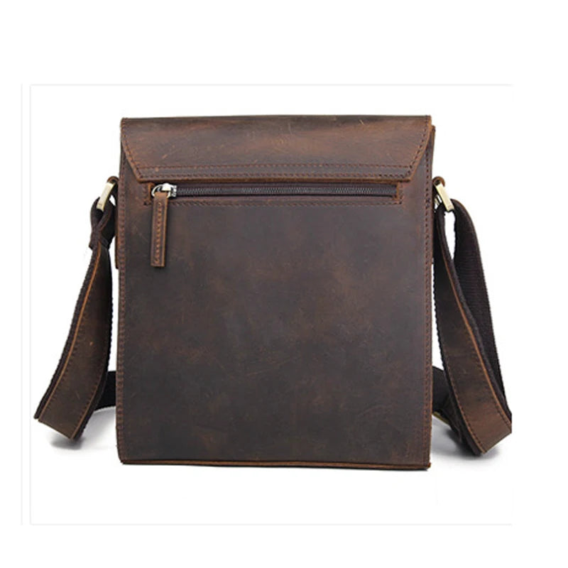 Men's Genuine Leather Messenger Bag – Vintage Crazy Horse Crossbody