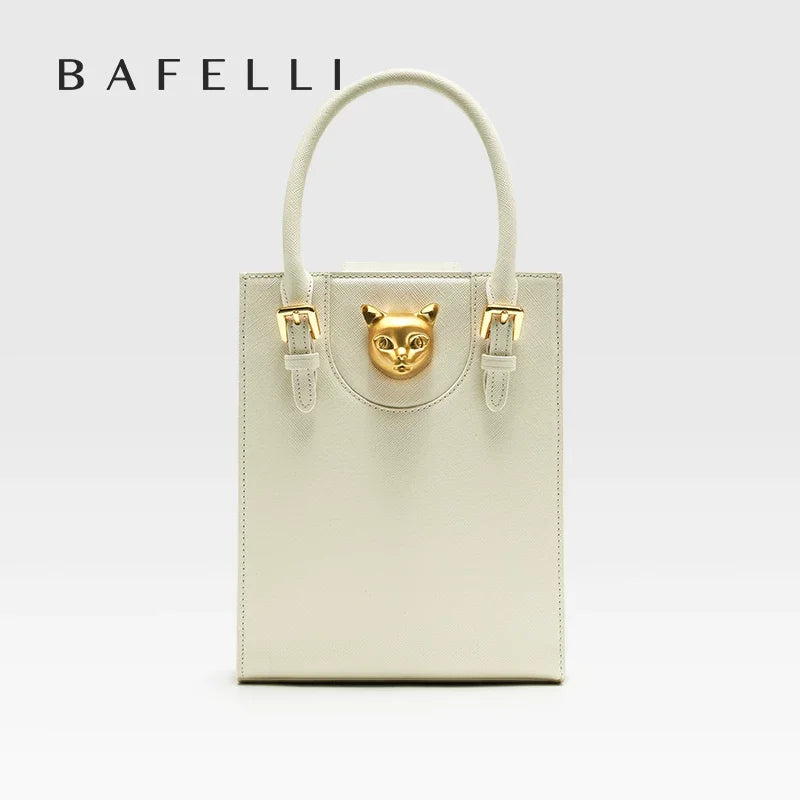 Mini Tote Crossbody Handbag – Cat Gold Hardware Saffiano Leather