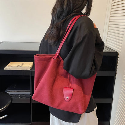 Women Flannel Large Capacity Shoulder Bag