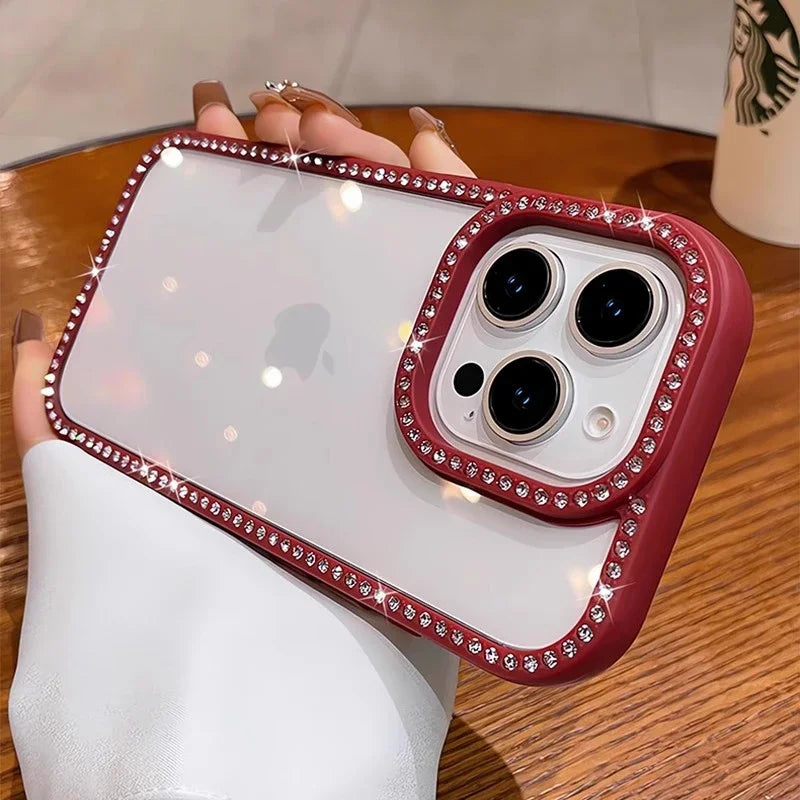 Rhinestone Diamond Clear Case for iPhone 16 15 14 13 Pro Max | Luxury Bling Shockproof Cover