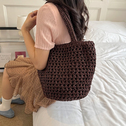 Hand-Woven Straw Tote Bag – Women's Summer Beach Handbag