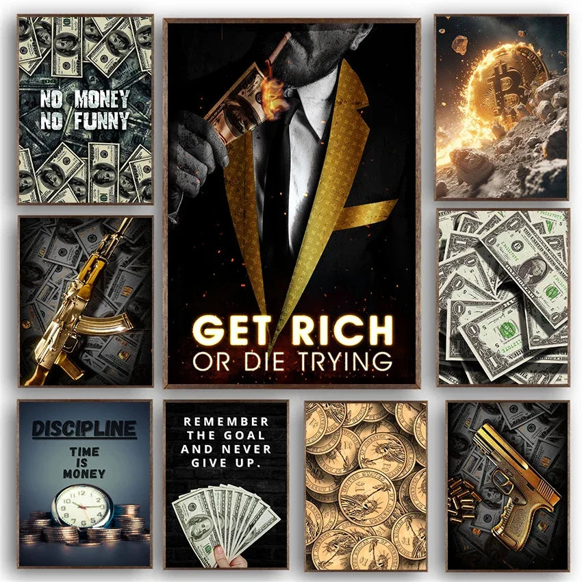 Money Wall Art Poster – Motivational Wealth Canvas Print