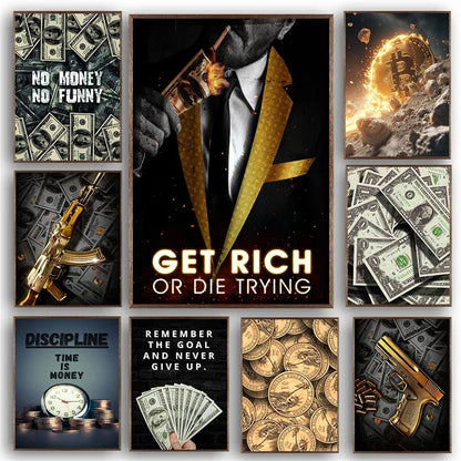 Money Wall Art Poster – Motivational Wealth Canvas Print
