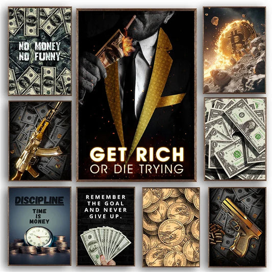 Money Wall Art Poster – Motivational Wealth Canvas Print