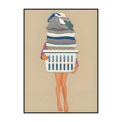 Laundry Basket Canvas Poster – Minimalist Funny Wall Art Print
