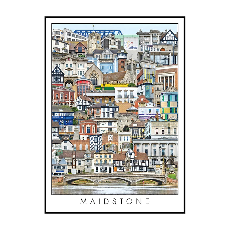 Vintage Cityscape Canvas Wall Art – Abstract City Poster Print