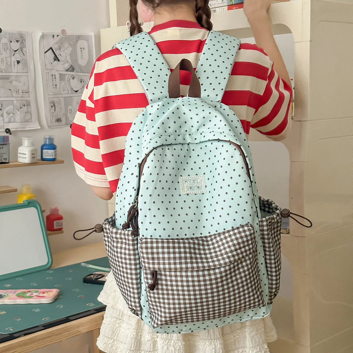 Cute Patchwork Lace Bow Backpack for Women & Girls