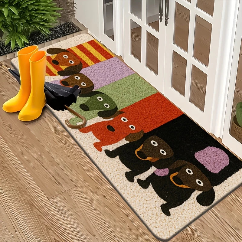 Cartoon Dachshund Non-Slip Doormat – Washable Floor Rug
