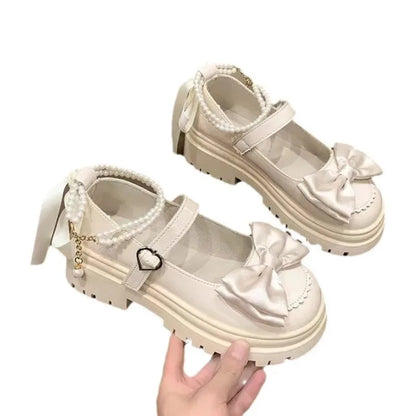 Lolita Platform Mary Jane Shoes – Bow & Pearl Ankle Strap