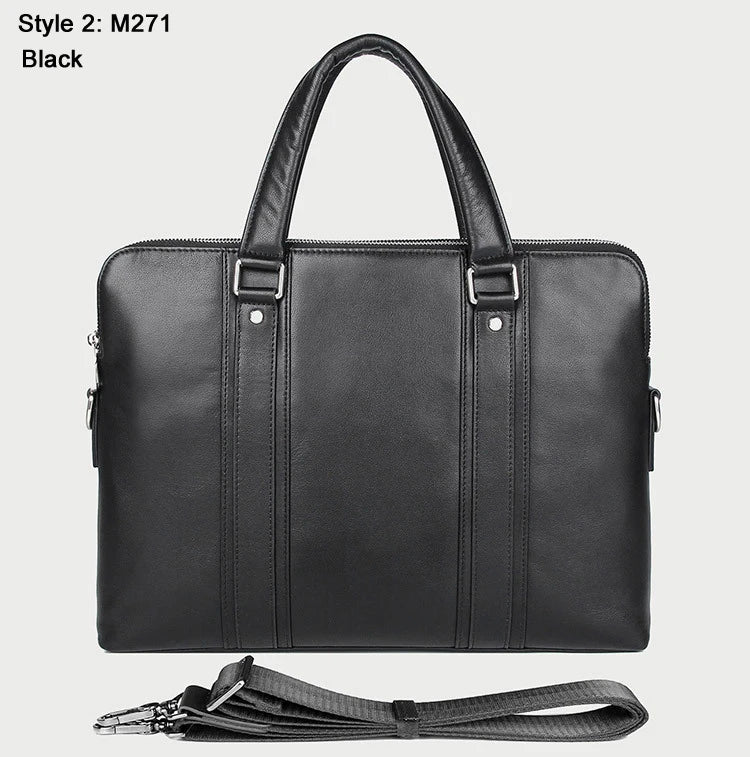 Genuine Leather Men's Briefcase – 15.6" Laptop & Business Bag