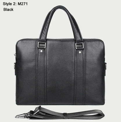 Genuine Leather Men's Briefcase – 15.6" Laptop & Business Bag