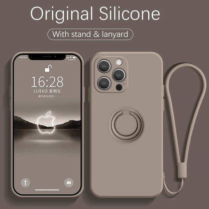 Liquid Silicone Ring Holder Phone Case – iPhone 11 to 17 Series