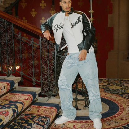 Angel Print Baggy Jeans – Y2K Cupid Graphic Streetwear Denim