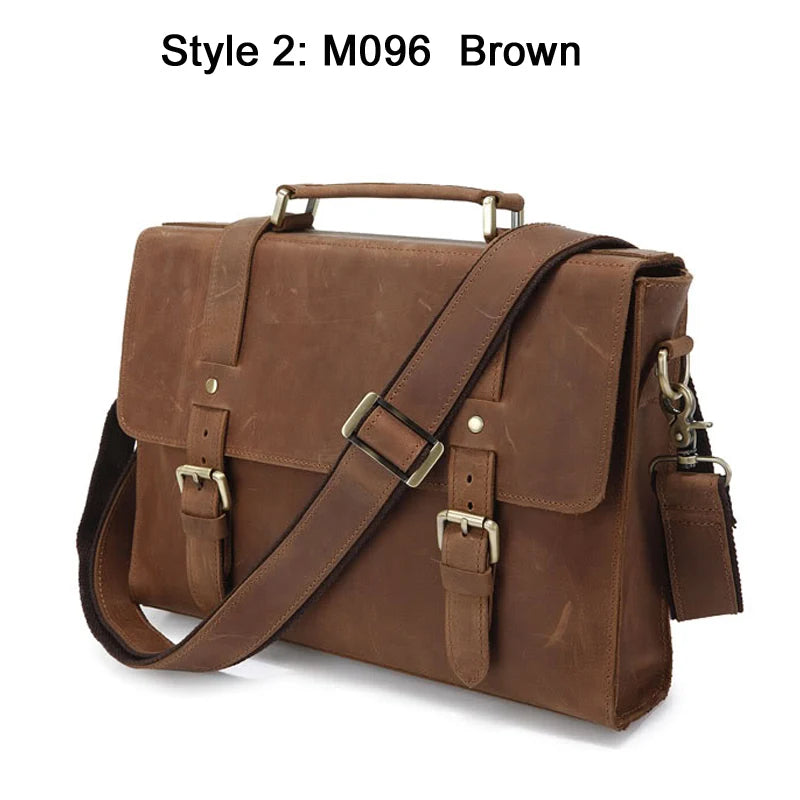 Crazy Horse Leather Men's Messenger Bag – Vintage Crossbody Shoulder Bag