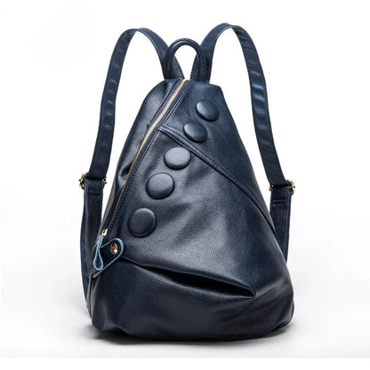 Genuine Leather Women Backpack – Rivet Detail Luxury Bag