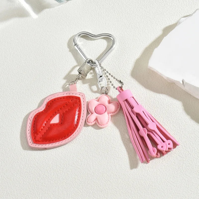Fashion Leopard Starfish Keychain Cute Balloon Dog Leather Charm Women Maximalist Bag