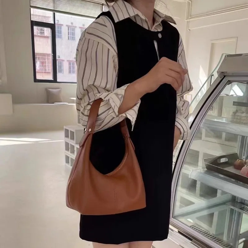 Women Vintage Underarm Bag PU Leather Soft Hobo Shoulder Bags