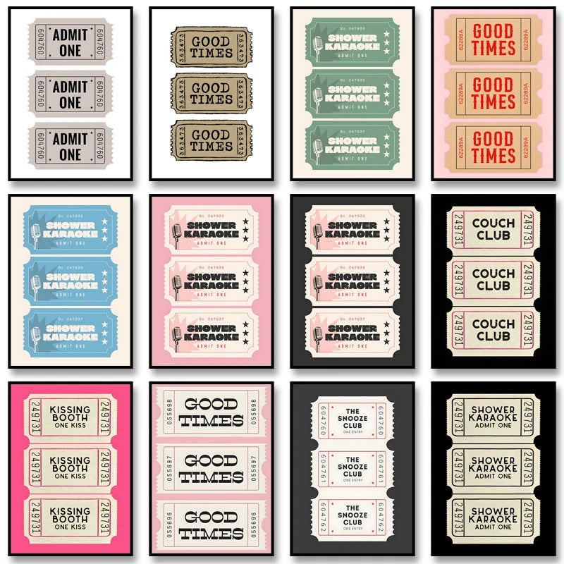 Shower Karaoke Admit One Poster – Funny Retro Bathroom Wall Art