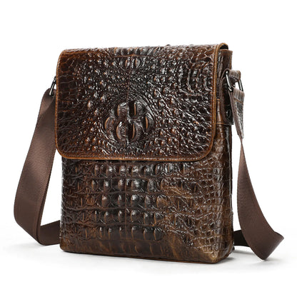 Alligator Embossed Leather Men's Crossbody Bag – Genuine Cowhide