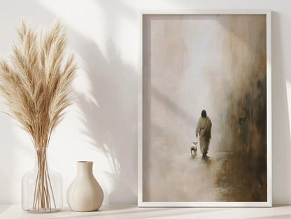 Good Shepherd Poster – Jesus & Lost Sheep Watercolor Wall Art