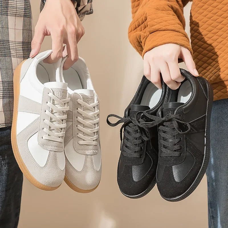 Women's Retro Flat Sneakers – Suede Leather Casual Trainer Shoes Plus Size