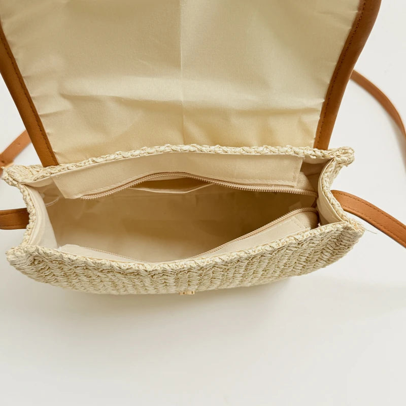Women's Straw Woven Crossbody Bag – Casual Summer Shoulder Bag