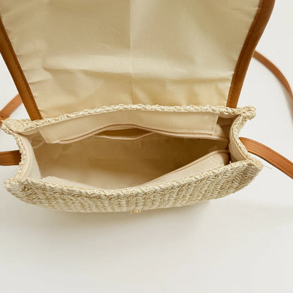 Women's Straw Woven Crossbody Bag – Casual Summer Shoulder Bag