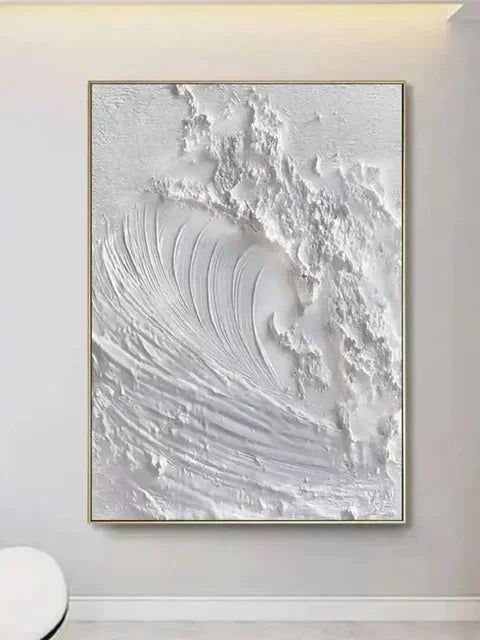 White Abstract Textured Canvas Poster – Minimalist Wabi-Sabi Wall Art