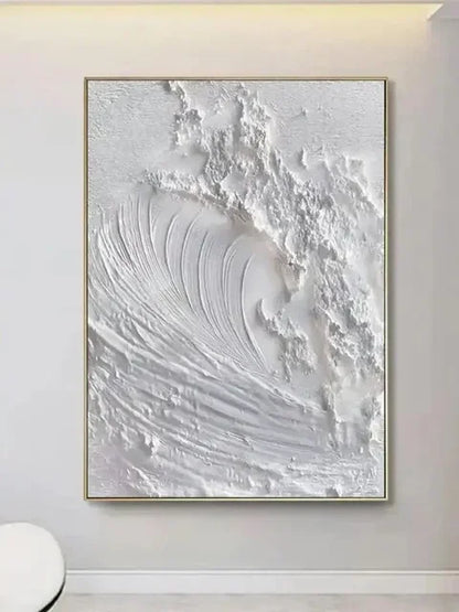 White Abstract Textured Canvas Poster – Minimalist Wabi-Sabi Wall Art