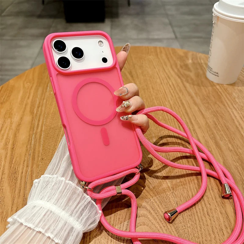 MagSafe Lanyard iPhone Case Candy Color Crossbody Necklace