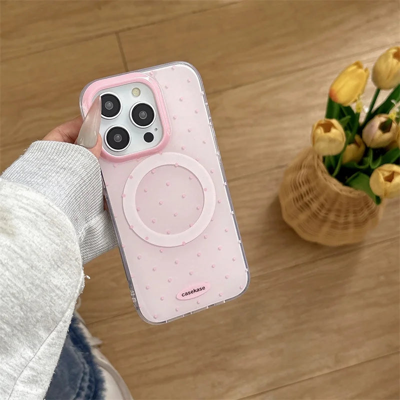 Polka Dot MagSafe iPhone Case – Clear Candy Color Cover