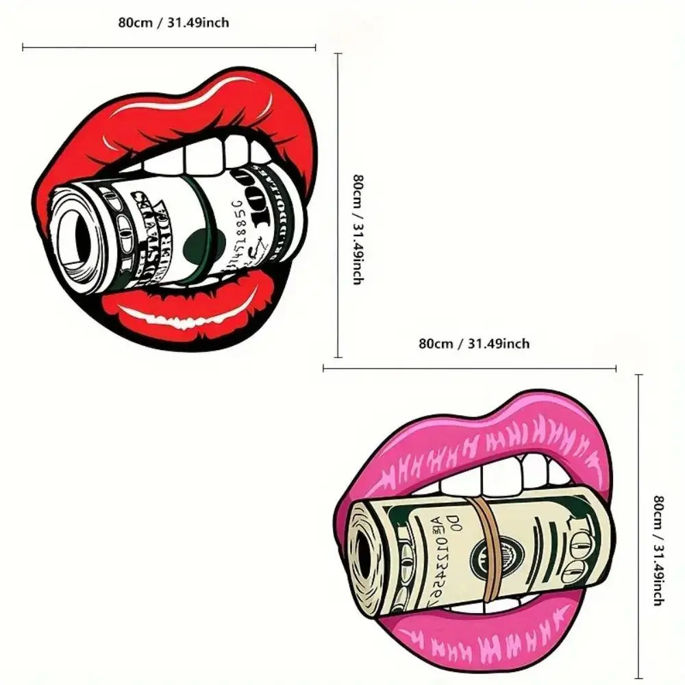 Lips & Money Graphic Area Rug – Indoor Outdoor Door Mat