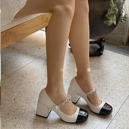 Mary Jane Block Heel Pumps – Women's Square Toe Shoes